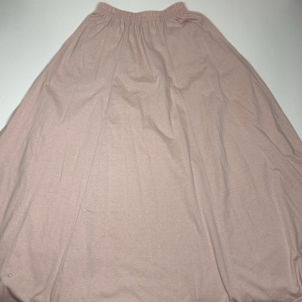 Vtg LAND'S END Maxi Skirt 100% Cotton Knit Elastic Waist Pockets Pink Sz ST USA - Picture 2 of 9